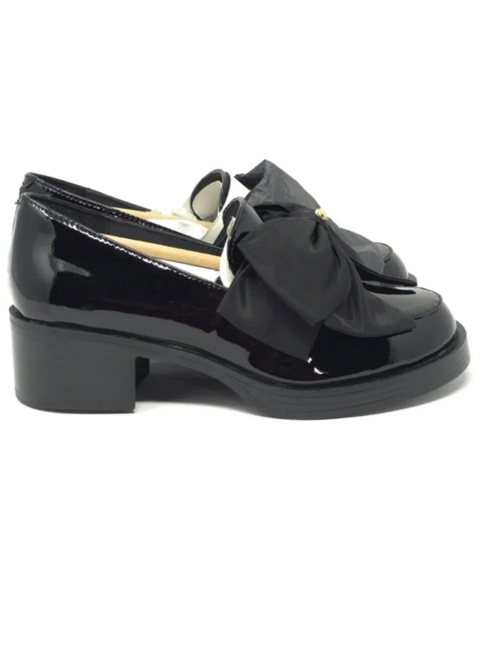 Karl Lagerfeld Camilia Bow Black Patent Loafers Size 5.5 - Picture 2 of 10